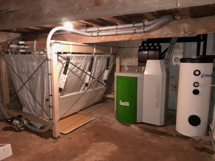 Pose chaudière pellets et silot avec Ouvrard, chauffagiste Les Herbiers